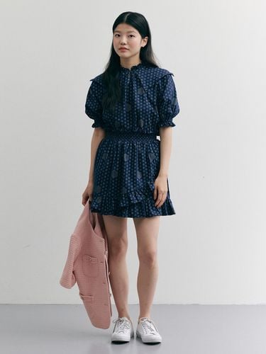 Ethnic Smocking Skirt_Navy - GANISONG - Modalova