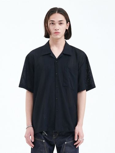 Mesh Open Collar Shirt (Black) - LA MER MA MAISON - Modalova