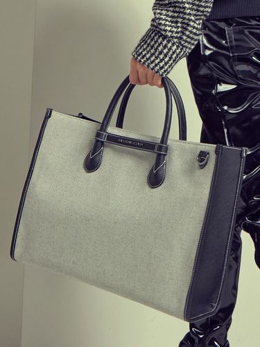 Two-toned Tote Bag Black White - SATURDAY-ELEVEN - Modalova