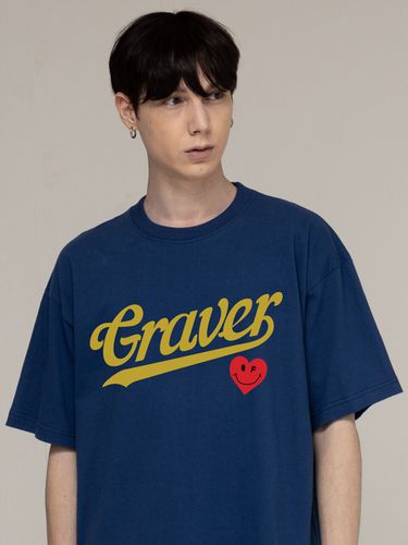 Baseball Logo Heart Smile T-Shirt_Blue Shadow - GRAVER - Modalova