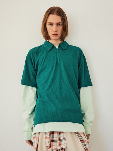 Linen Collar Zip-up Shirt (Green) - GAC - Modalova