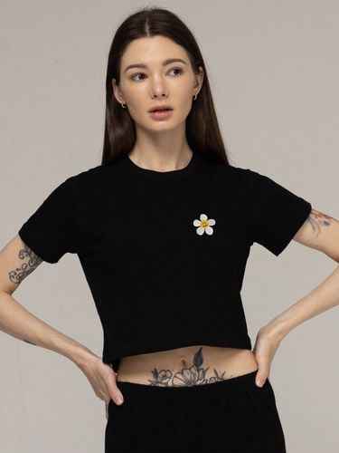 Flower Dot Embroidered Cropped T-Shirt_2 Colors - GRAVER - Modalova