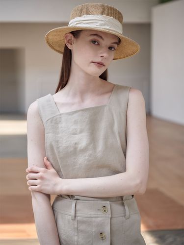 Linen Sleeveless Blouse - Beige - NILBY P - Modalova