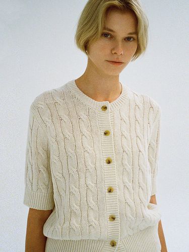 Linen Cable Cardigan (Cream) - FACADE PATTERN - Modalova