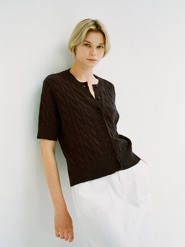 Linen Cable Cardigan (Ash Black) - FACADE PATTERN - Modalova