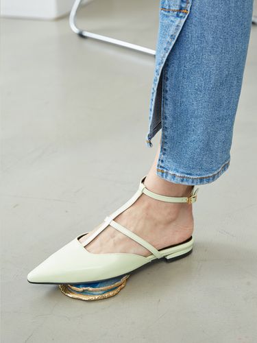 Pointed Toe Strap Flat_Lime - Meiel Dew - Modalova