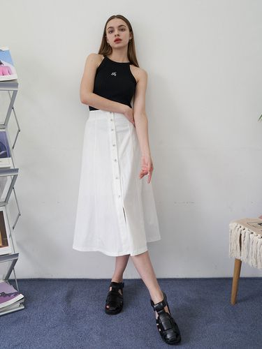 Stitch Long Skirt (White) - bibyseob - Modalova