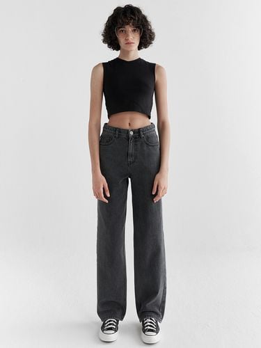 High Rise Wide Denim Pants_Dark Grey - MaLoupe - Modalova