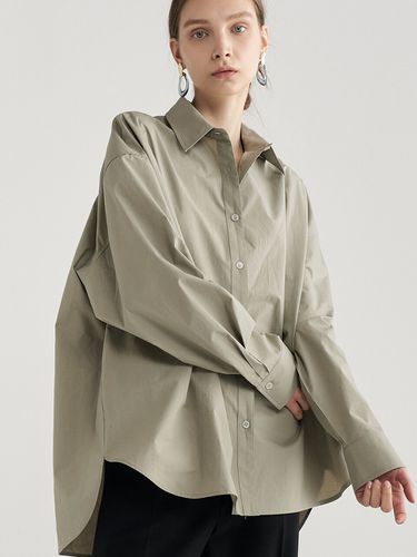 Oversized Cotton Shirt_Khaki - MaLoupe - Modalova