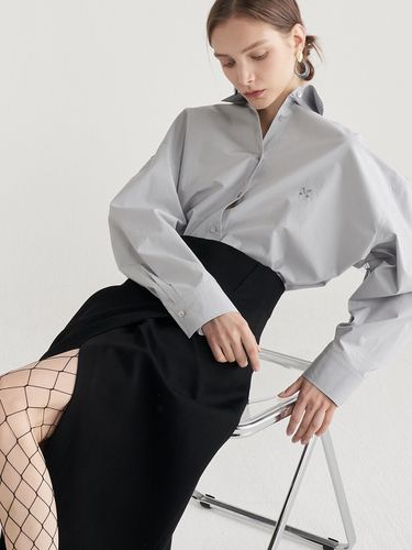 Oversized Cotton Shirt_Grey - MaLoupe - Modalova