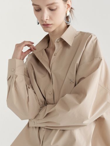 Oversized Cotton Shirt_Beige - MaLoupe - Modalova