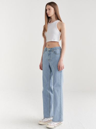 Crop Semi Wide Denim Pants_Light Indigo - MaLoupe - Modalova