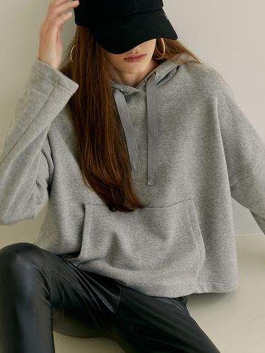 Hood Overfit Crop Sweatshirt_Grey - MaLoupe - Modalova