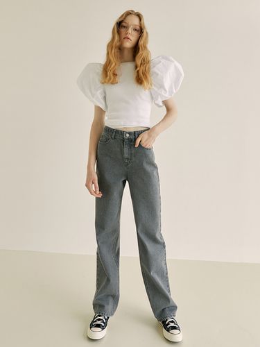 High Rise Wide Denim Pants_Grey - MaLoupe - Modalova