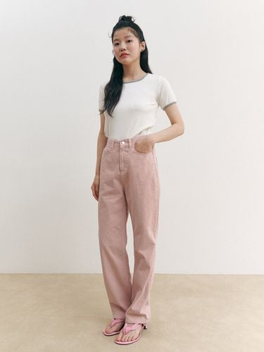 Semi Wide Denim Pants_Pink - GANISONG - Modalova