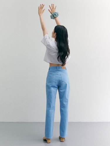 Semi Wide Denim Pants_Blue - GANISONG - Modalova