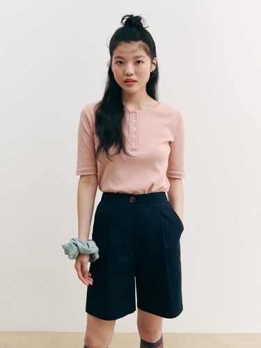 Cotton Bermuda Pants_Navy - GANISONG - Modalova