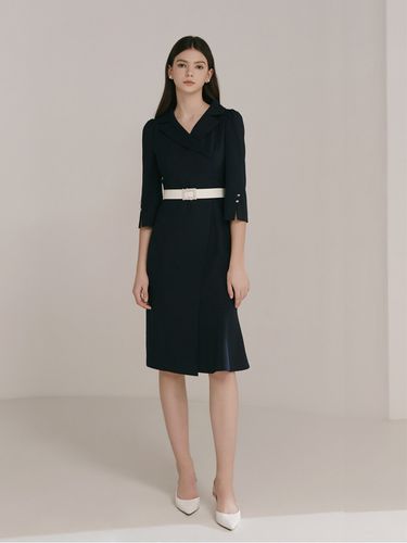 ERICA Belt Formal Tailored Dress () - S BLANC - Modalova