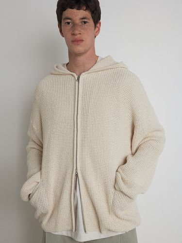 Boucle Hooded Zip-up Cardigan - KNITLY - Modalova