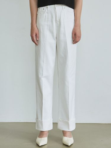 Roll Up High Waist Jeans - White - NICK&NICOLE - Modalova