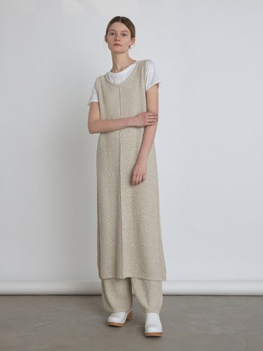 Women Textured Knit Dress Beige - KNITLY - Modalova