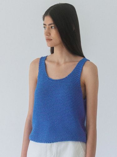 Paper Sleeveless Knit Top Blue - KNITLY - Modalova