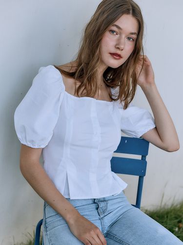 Bustier Puff Sleeve Top_White - HACIE - Modalova