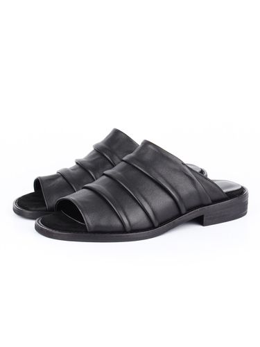 Pleated Leather Vibram Sole Slippers - DAVID STONE - Modalova