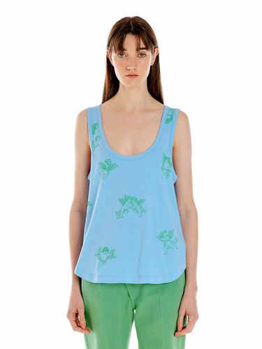 UANGEL Sleeveless Jersey Print T-shirt - Light Blu - EENK - Modalova