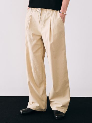 Wide One Tuck Cotton Pants_Beige - ESN - Modalova