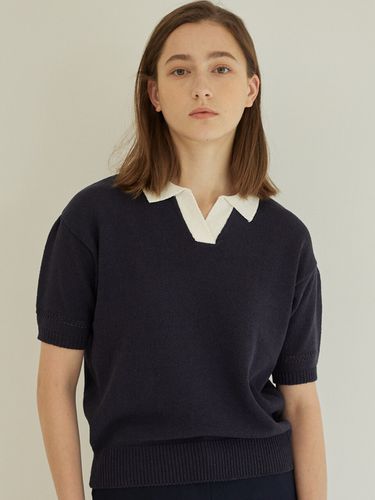 Linen Collar Block Knit 3 Color - NONLOCAL - Modalova