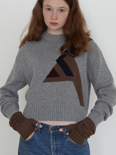 BC20AWKN20]Wool Geometry Jacquard Knit Top_Grey - CENTAUR.KR - Modalova