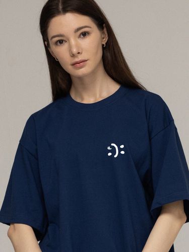 Small Double Drawing Smile T-Shirt_Navy - GRAVER - Modalova