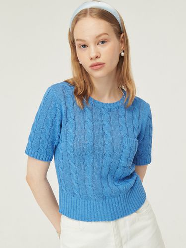 Cable Poket Half Sleeve Knit (Blue) - LOSSYROW - Modalova