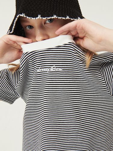 Stripe Crop Half Sleeve T-Shirt () - LOSSYROW - Modalova