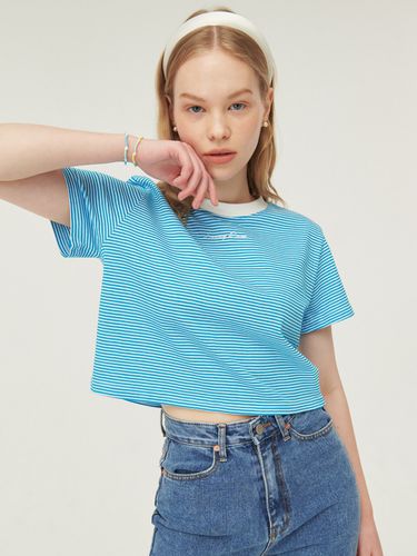 Stripe Crop Half Sleeve T-Shirt () - LOSSYROW - Modalova