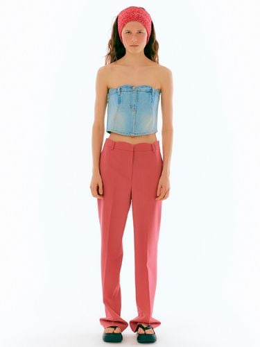 Curved Waistband Trousers (Red) - NANCYBOO - Modalova