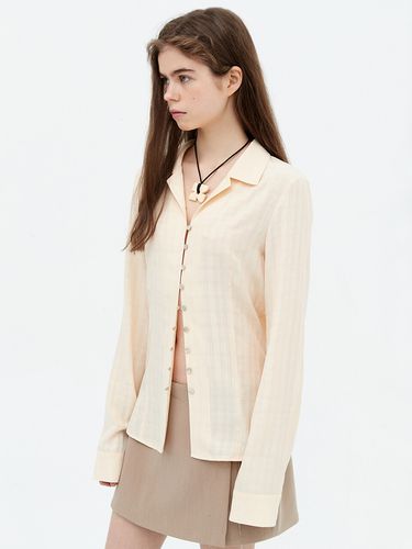 Check Open Collar Slim Shirt_Cream - cottagehouse - Modalova