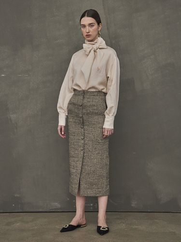 Tweed Buttoned Skirt - Brown Black - Maison de Ines - Modalova