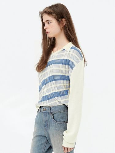 Diagonal Stripe Collar Knit_Cream - cottagehouse - Modalova