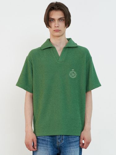 Wide Open Collar Towel Knit Green - BAUF - Modalova