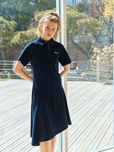 Unbalanced Pique Dress (Navy) - Near&Dear - Modalova