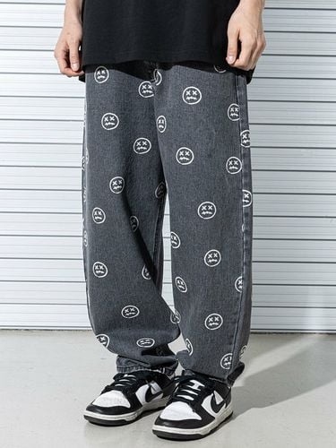 Smile Pattern Denim Pants_Black - MASSNOUN - Modalova