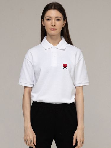 Heart Embroidery Polo T-shirt White - GRAVER - Modalova