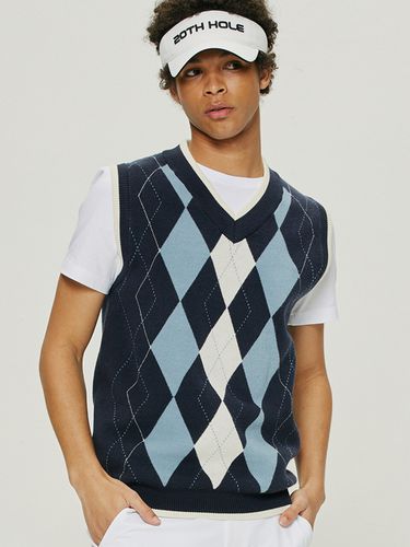 Unisex Viscose Argyle Knitted Vest _ - 20TH HOLE - Modalova