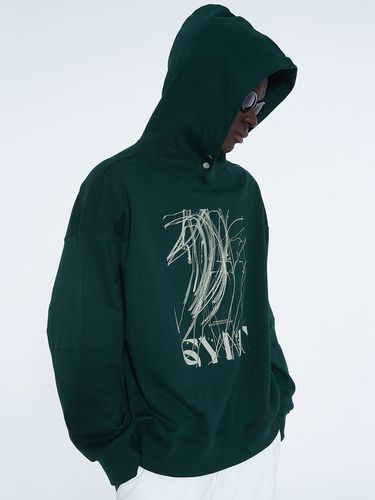 Brush Painting Snap Hoodie Green - SYNC - Modalova