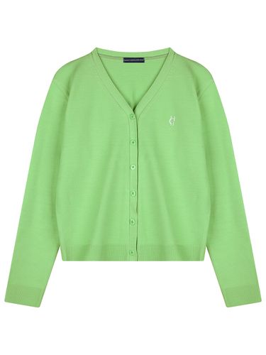 Logo Basic Cardigan - Light Green - hardcore happiness - Modalova