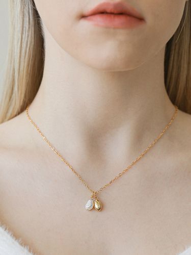 Pearl N Stone Pendant Necklace (N039) - 2 Colors - LAZYDAWN - Modalova