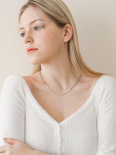 Pearl Connected Chain Necklace (N038) - 2 Colors - LAZYDAWN - Modalova