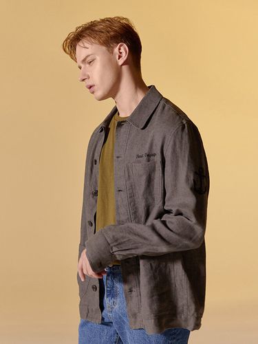 Sea Men Linen Shirts Jacket (Khaki) - SENTIBONES - Modalova